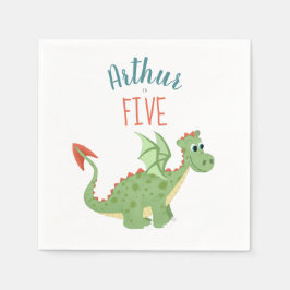 Servilleta De Papel Niños Cute Green Dragon Toddday Birthday