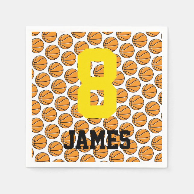 Servilleta De Papel Niños de baloncesto Nombre personalizado Número De (Anverso)
