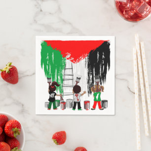 Servilleta De Papel Niños de Gaza pintando la bandera palestina