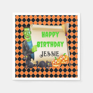 Servilleta De Papel Niños de Halloween nombran Personalizado de cumple