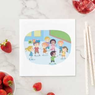 Servilleta De Papel Niños de la escuela sonriendo jugando juntos