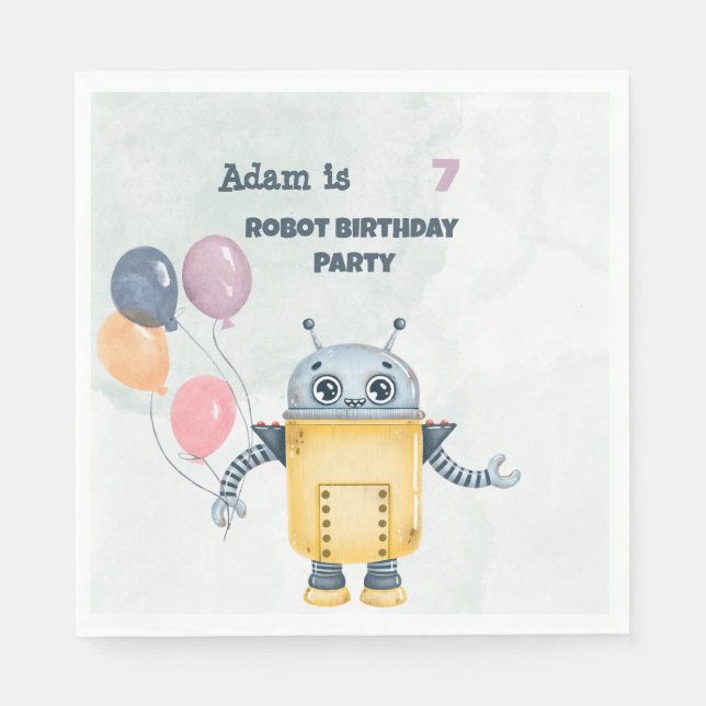 Servilleta De Papel Niños de la fiesta de cumpleaños Robot (Anverso)