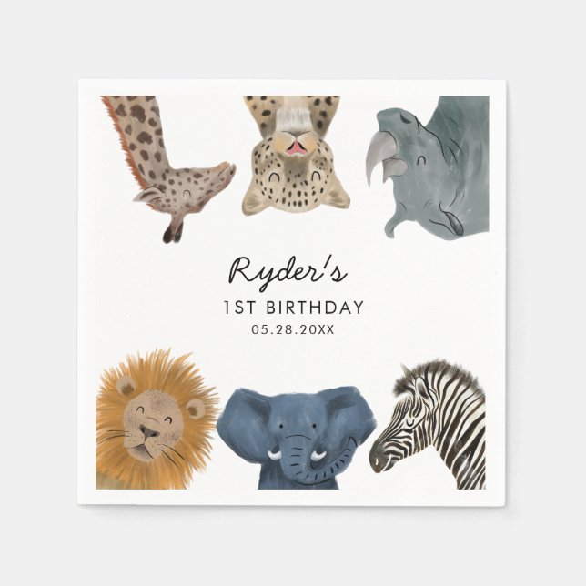 Servilleta De Papel Niños de la fiesta de cumpleaños temática de Safar (Anverso)