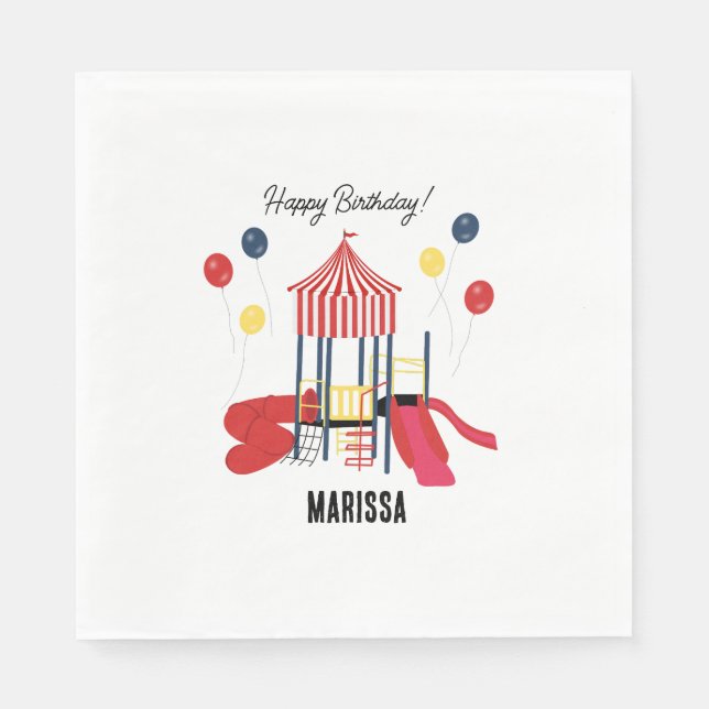 Servilleta De Papel Niños de recreo Chicas de niños de cumpleaños Nomb (Anverso)