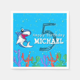 Servilleta De Papel Niños del Océano Azul de Tiburón Cualquier Cumplea