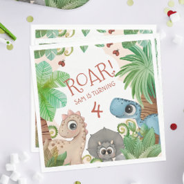 Servilleta De Papel Niños Dinosaurios 4 Aniversario