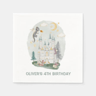 Servilleta De Papel Niños dragón castillo cumpleaños mágico