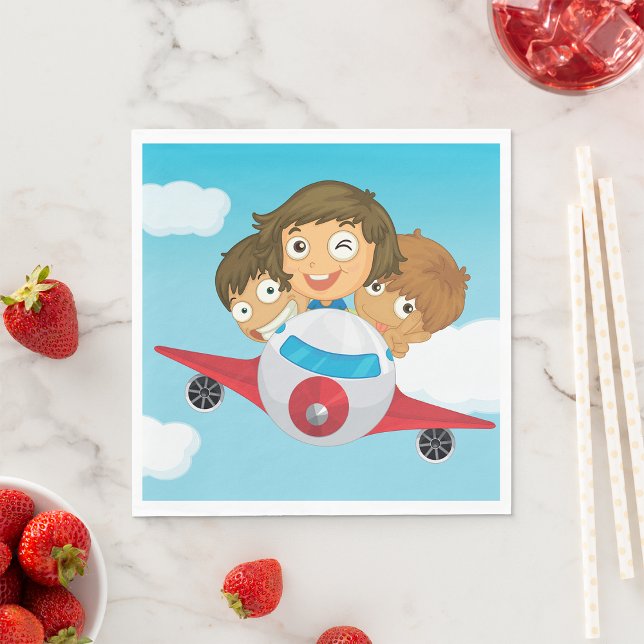 Servilleta De Papel Niños En Un Avión (Subido por el creador)