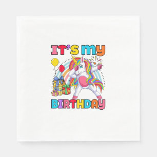 Servilleta De Papel Niños Es Mi Cumpleaños Dabbing Unicorn Arcoíris Ni