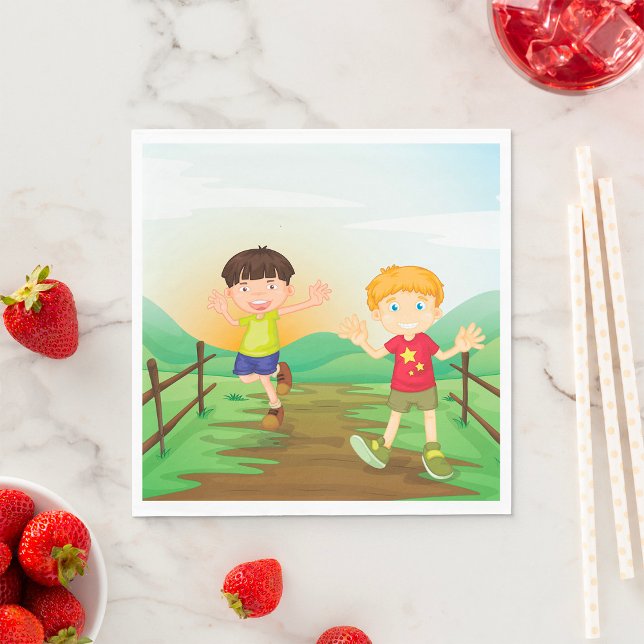 Servilleta De Papel Niños Felices Jugando al Aire Libre (Subido por el creador)