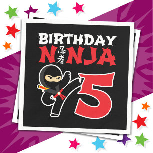Servilleta De Papel Niños Fiestas de 5 años Karate Ninja Quinto cumple