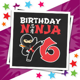 Servilleta De Papel Niños Fiestas de 6 años Karate Ninja 6º cumpleaños