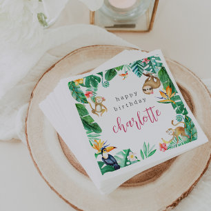 Servilleta De Papel Niños Fiestas de cumpleaños de animales de la selv