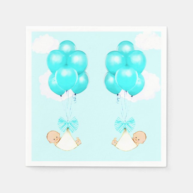 Servilleta De Papel Niños gemelos Baby Shower (Anverso)