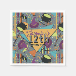 Servilleta De Papel Niños Gris Retro Brujería Halloween Cumpleaños