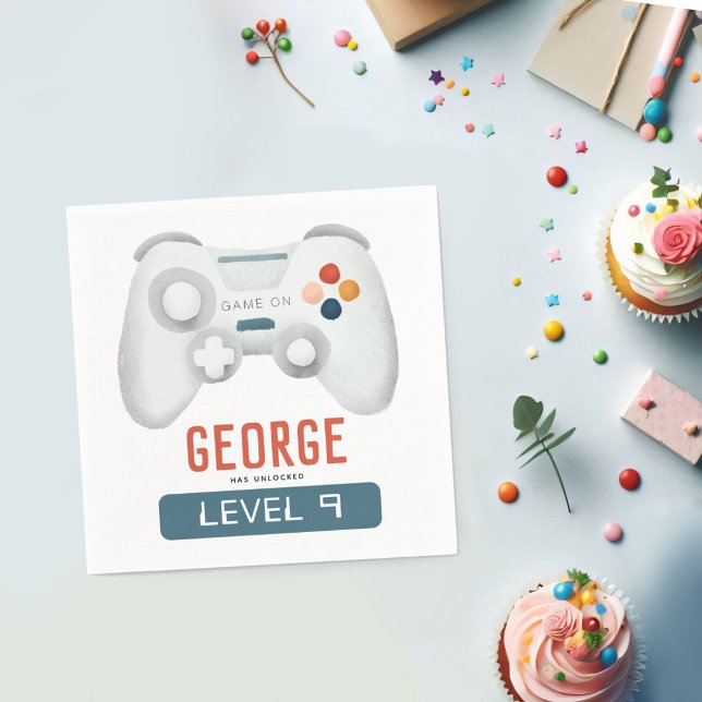 Servilleta De Papel Niños Guay Blue Gaming Niños Noveno Cumpleaños (Subido por el creador)
