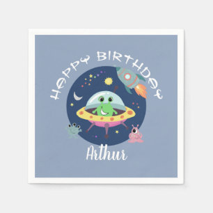 Servilleta De Papel Niños Guay Blue Space Alien Galaxy Cumpleaños