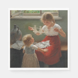 Servilleta De Papel Niños Haciendo Silhouettes (Niños Cuidados Jugando