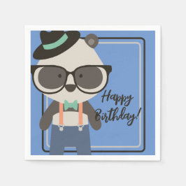 Servilleta De Papel Niños Hipster Mister Panda Bear Cumpleaños