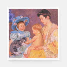 Servilleta De Papel Niños jugando con un gato (por Mary Cassatt)