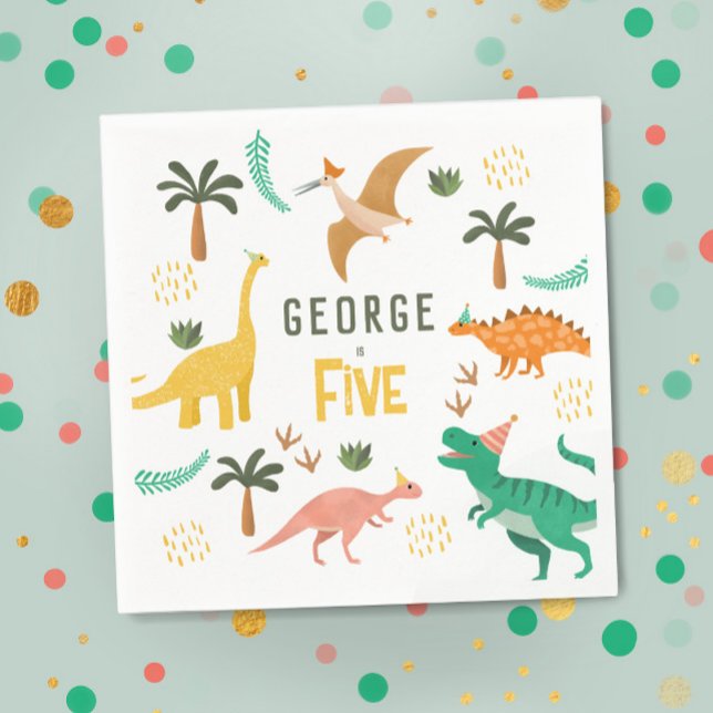 Servilleta De Papel Niños Jungla Dinosaurio T-Rex Niños 5º cumpleaños (Subido por el creador)