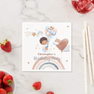 Servilleta De Papel Niños lindos Globo Niños afroamericanos Cumpleaños
