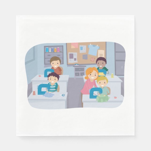 Servilleta De Papel Niños masticando clases de divertidos y aprendiend (Anverso)
