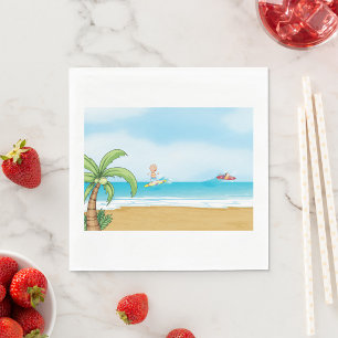 Servilleta De Papel Niños navegando en la playa tropical Océano verani