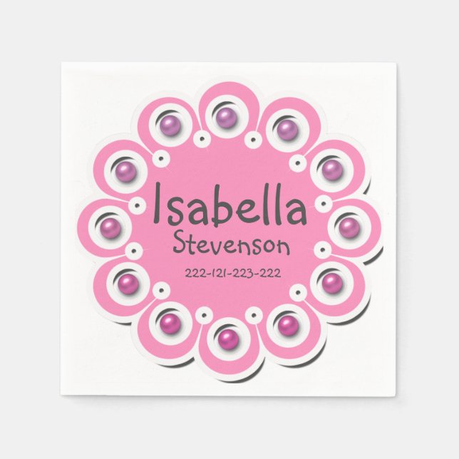 Servilleta De Papel Niños niños diversión chicas rosados lindos chica  (Anverso)