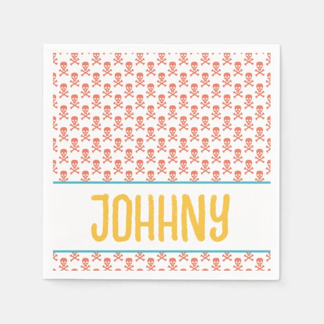 Servilleta De Papel Niños piratas cruces NOMBRE Naranja moderno Divers (Anverso)