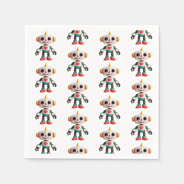 Servilleta De Papel Niños Robot Personalizables (Anverso)