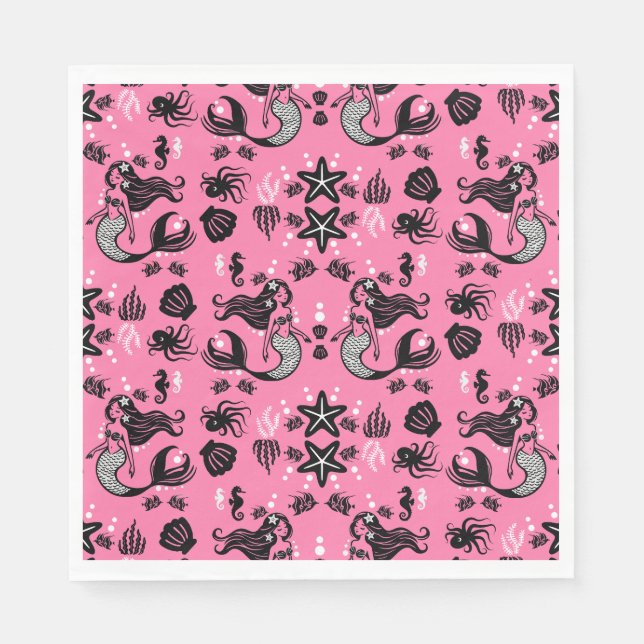 Servilleta De Papel Niños Sirena Rosa (Anverso)