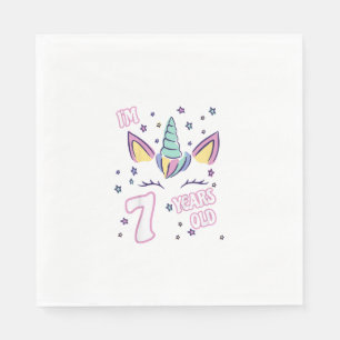 Servilleta De Papel Niños Unicornio 7 cumpleaños soy 7 años niña uni