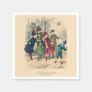 Servilleta De Papel Niños Victorianos Antiguos Juegan con Pelota 1880