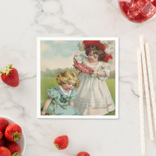 Servilleta De Papel Niños Victorianos Jardín de Verano Antiguo