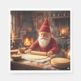 Servilleta De Papel Nisse noruego de Navidad haciendo Lefse, servillet