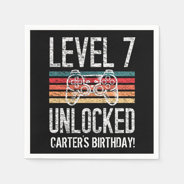 Servilleta De Papel Nivel 7 Desbloqueado 7º cumpleaños personalizado (Anverso)