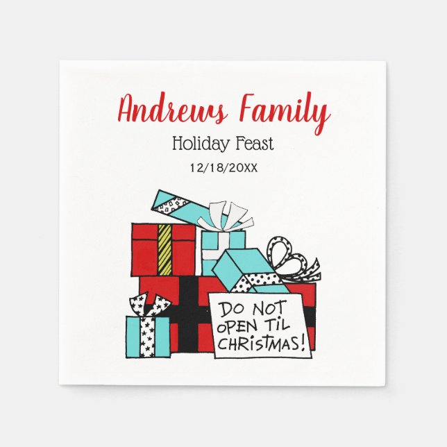 Servilleta De Papel No abrir hasta que Navidad presente navidad (Anverso)