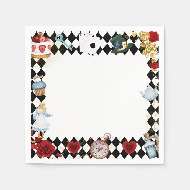 Servilleta De Papel "No Llegues Tarde" Alicia en el País de UNderland  (Anverso)