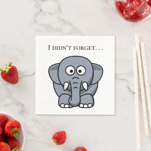 Servilleta De Papel No Olvidé Elefante Gris Divertido Dibujo Animado