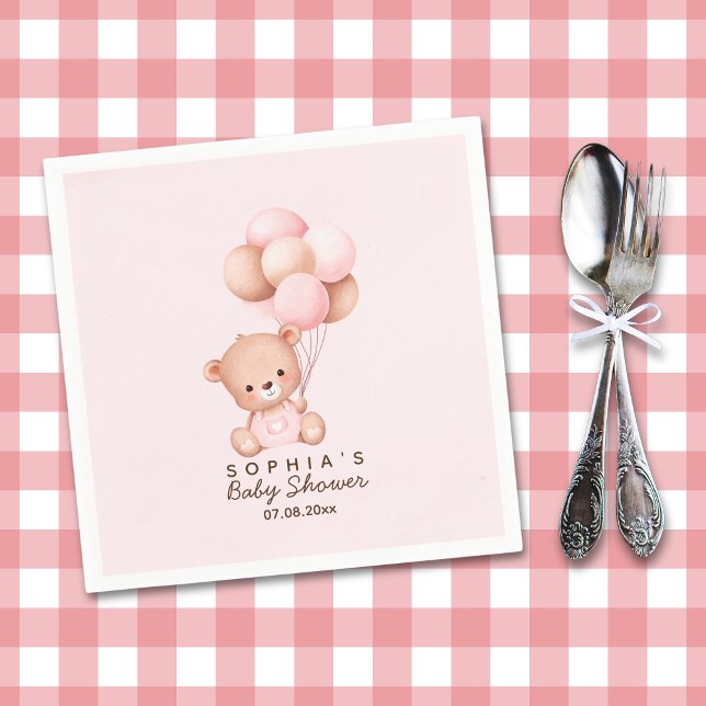 Servilleta De Papel No podemos esperar mas Lindo oso Rosa Baby shower (Subido por el creador)