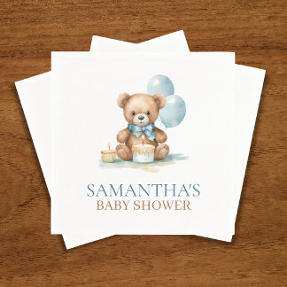 Servilleta De Papel No Podemos Esperar Más Oso Azul Niño Baby Shower