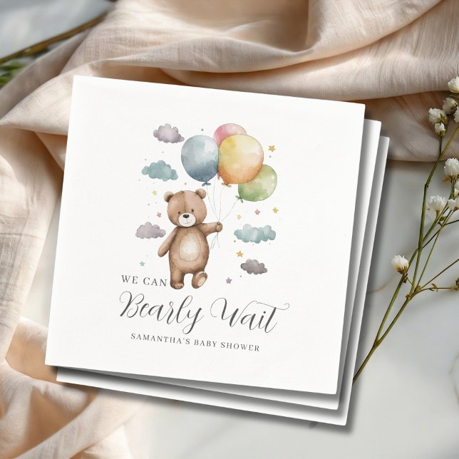 Servilleta De Papel No Podemos Esperar Oso Globo Ducha de Bebé  (Subido por el creador)