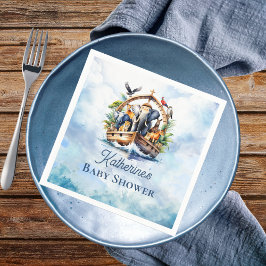 Servilleta De Papel Noah's Ark Cute Animals Blue Boy Baby Shower