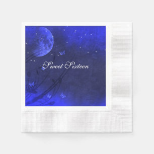 Servilleta De Papel Noche Azul Encantada Blanca Cumpleaños Dieciséis P