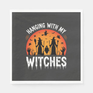 Servilleta De Papel Noche de Brujas Colgando Con Mis Brujas Luna Vinta