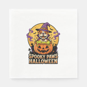 Servilleta De Papel Noche de calabaza de bulldog de Halloween