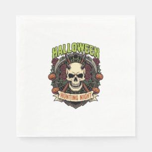 Servilleta De Papel Noche de caza de Halloween Cuernos Calavera Rosas