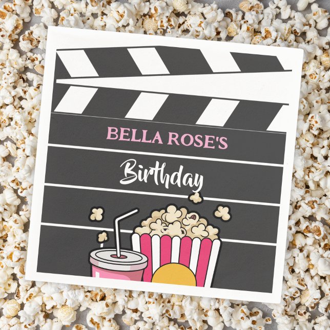 Servilleta De Papel Noche de Cine Cumpleaños para Niñas (Subido por el creador)