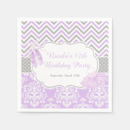 Servilleta De Papel Noche de cumpleaños de Ballerina de Chevron Púrpur